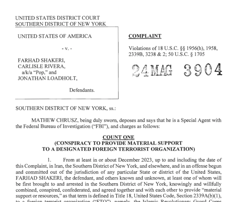 First page of the charging document