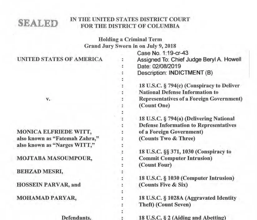 First page of the charging document